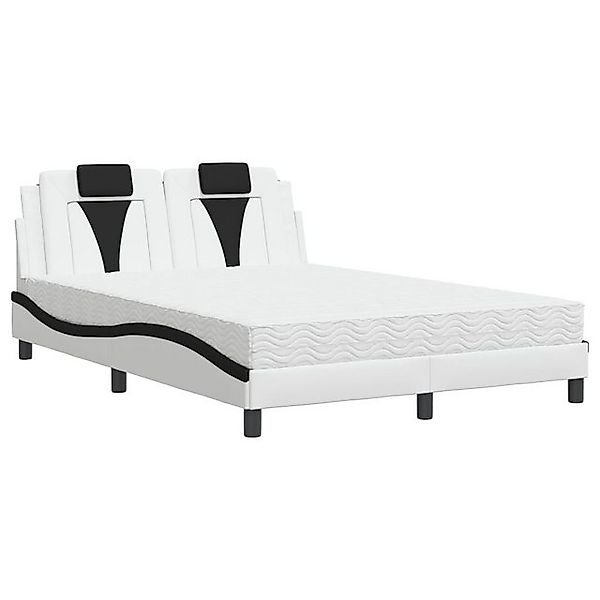 vidaXL Bettgestell, Bett mit Matratze Weiß und Schwarz 120x200 cm Kunstlede günstig online kaufen