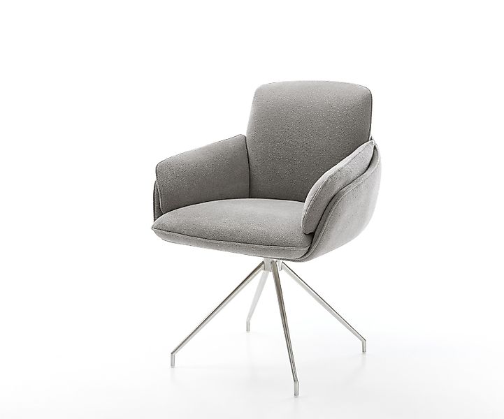 Esszimmerstuhl Luan-Flex mit Armlehnen Strukturstoff Soft Grau Kreuzgestell günstig online kaufen