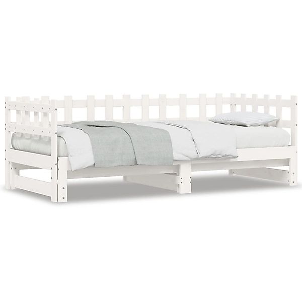 vidaXL Bett, Tagesbett Ausziehbar Weiß 2x(90x190) cm Massivholz Kiefer günstig online kaufen