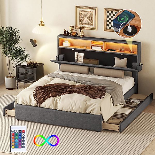 TavilaEcon Polsterbett Jugendbett Doppelbett mit aufladen günstig online kaufen