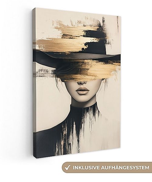 OneMillionCanvasses® Leinwandbild Frau - Hut - Farbe, Fotodruck (1 St), Lei günstig online kaufen