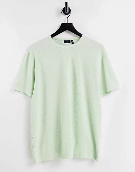 ASOS DESIGN – Locker geschnittenes T-Shirt in Hellgrün aus schwerem, geripp günstig online kaufen
