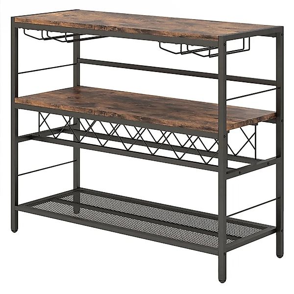 Costway Hausbar Schrank Rustikales Braun 4 Ebenen 7 Flaschen günstig online kaufen