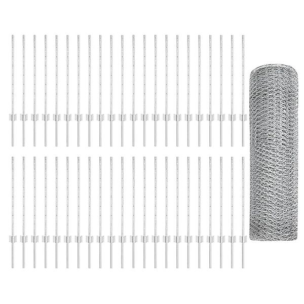 vidaXL Zaun mit Pfosten Silber 0,8 x 100 m Stahl 3337066 günstig online kaufen