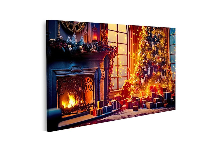 islandburner Leinwandbild weihnachtsbaum wohnzimmer neben dem kamin geschen günstig online kaufen