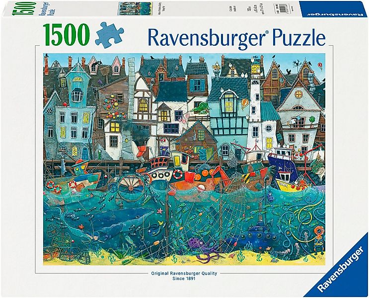 Ravensburger Puzzle Hafen der Wunder: Ein geschäftiger Fantasy-Hafen, 1500 günstig online kaufen