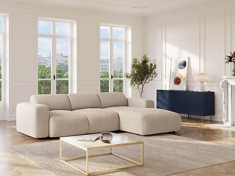 Großes Ecksofa mit Schlaffunktion - Ecke rechts - fein gerippter Cord - Bei günstig online kaufen