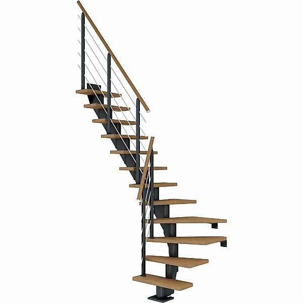 Dolle Mittelholmtreppe Frankfurt Eiche Anthrazit GH bis 258 cm 1/4 - gew. 7 günstig online kaufen