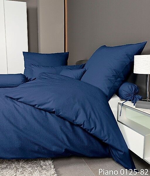 Janine Janine Mako-Soft-Seersucker Bettwäsche PIANO 0125 marine Größe:  200 günstig online kaufen