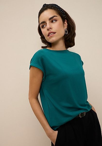 Tamaris T-Shirt Regular Fit, mit überlappenden Schultern, Kurzarm mit Aufsc günstig online kaufen