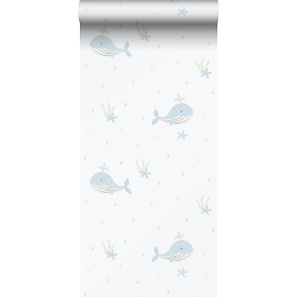 Sanders & Sanders Tapete Walen Hellblau und Weiß 53 cm x 10.05 m günstig online kaufen
