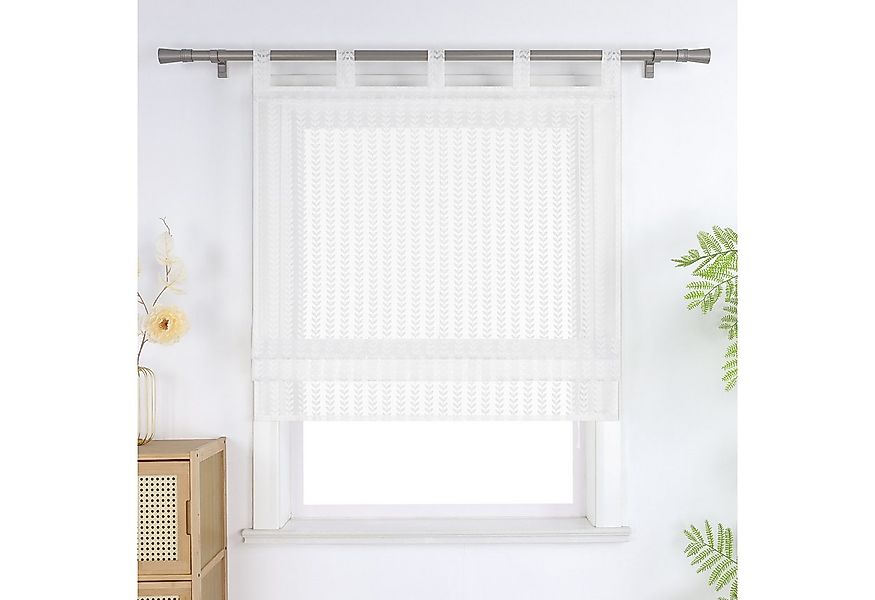 Joyswahl Raffrollo, mit Schlaufen, Weidenblatt-Muster Raffgardine Küche Gar günstig online kaufen