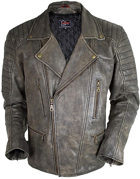 MDM Motorradjacke Retro Motorradjacke Biker Lederjacke im Vintage Stil Mit günstig online kaufen