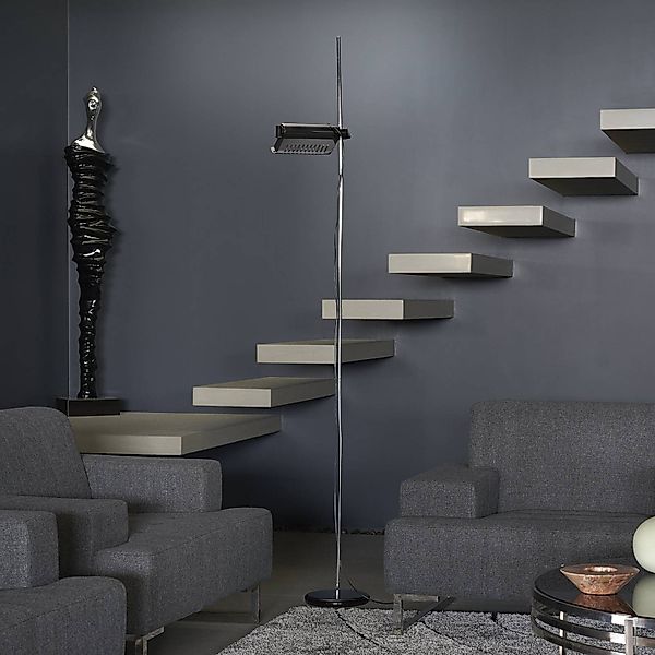 Oluce LED-Stehleuchte Colombo, schwarz/chrom, Metall günstig online kaufen