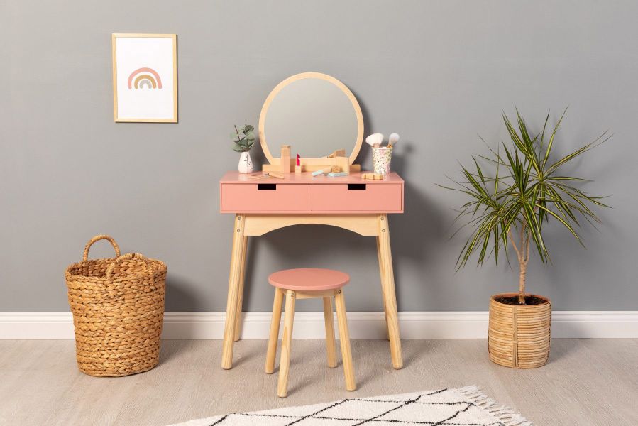MUSTERKIND® Schminktisch Calendula, alrosa/natur, mit Hocker günstig online kaufen