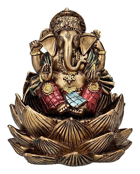 Figuren Shop GmbH Dekofigur Ganesha Figur sitzt in Lotus - Dekofigur Hindu- günstig online kaufen