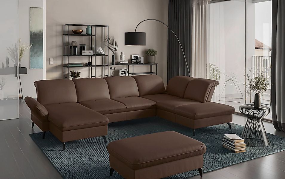 sit&more Wohnlandschaft »Leandro U-Form« Wahlweise mit Bett-, Kopfteil - un günstig online kaufen