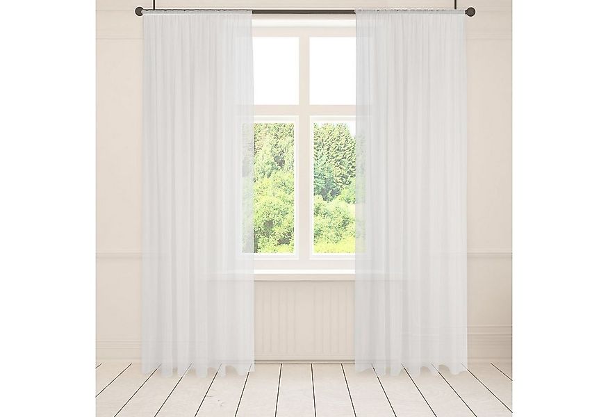 Asphald Gardine auf Maß Weiß Voile Gardine Kräuselband Universalband (1 St) günstig online kaufen