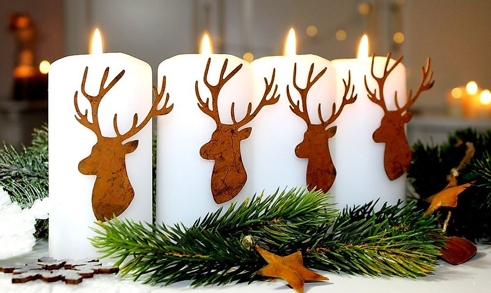 LB H&F Lilienburg Adventskerze 4er SET Kerzenpin Kerzenpic Verzierung Kerze günstig online kaufen