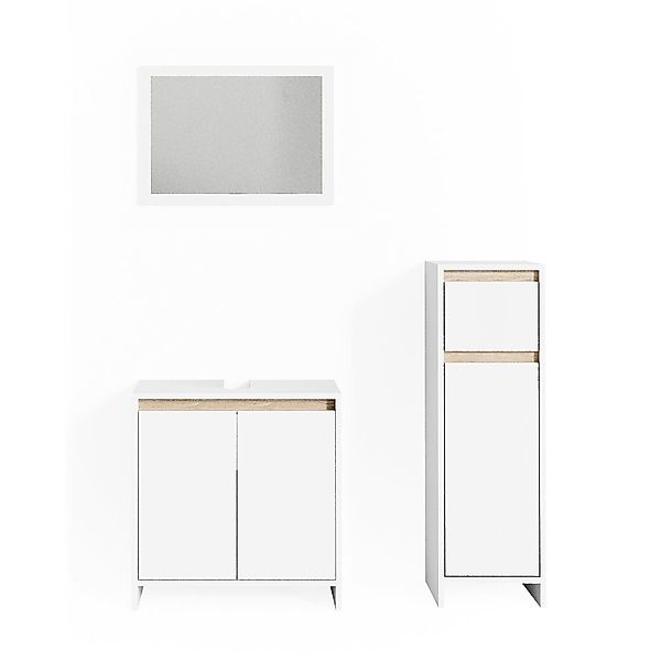 Vicco Badmöbel-Set Emma, Weiß/Sonoma, 3 Teile, günstig online kaufen