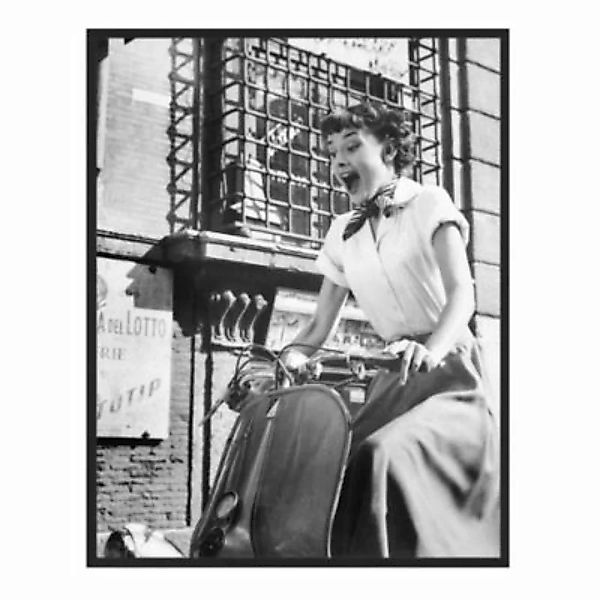 Any Image Wandbild Audrey Hepburn auf der Vespa schwarz Gr. 40 x 50 günstig online kaufen