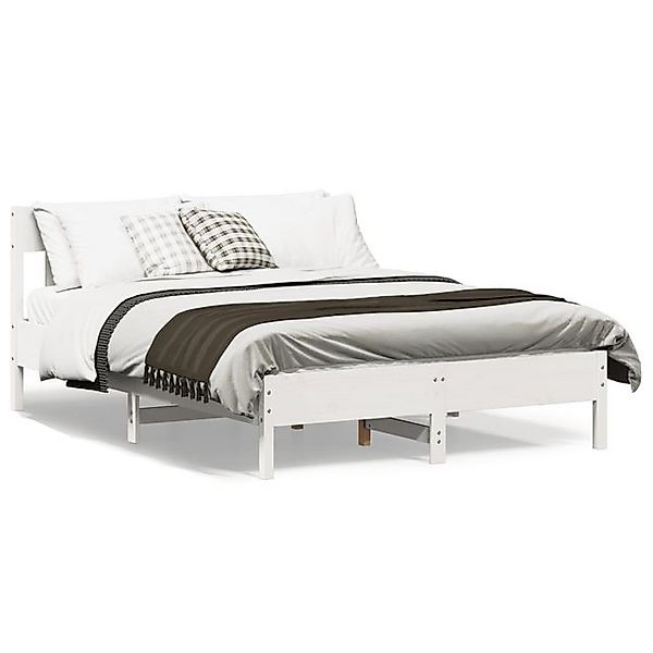 vidaXL Bettgestell, Massivholzbett mit Kopfteil Wachsbraun 140x190 cm Kiefe günstig online kaufen
