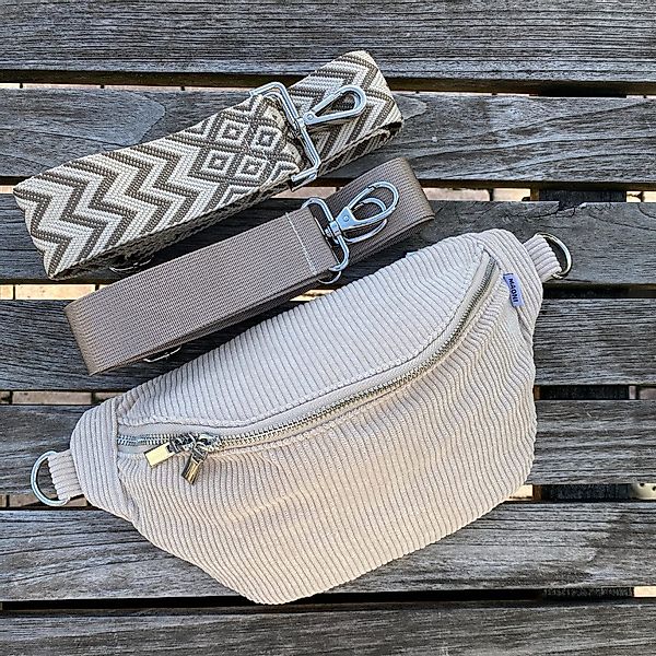 MAONI Bauchtasche Umhängetasche Beige Cord (Bestandteile: 1x Tasche, 2x Tas günstig online kaufen