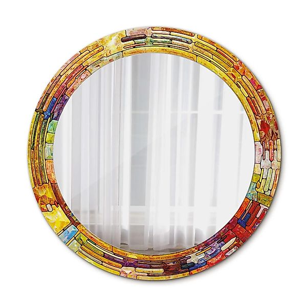 Tulup Spiegel mit Aufdruck Buntes Buntglas 70x70 cm Runder Spiegel mit Deko günstig online kaufen