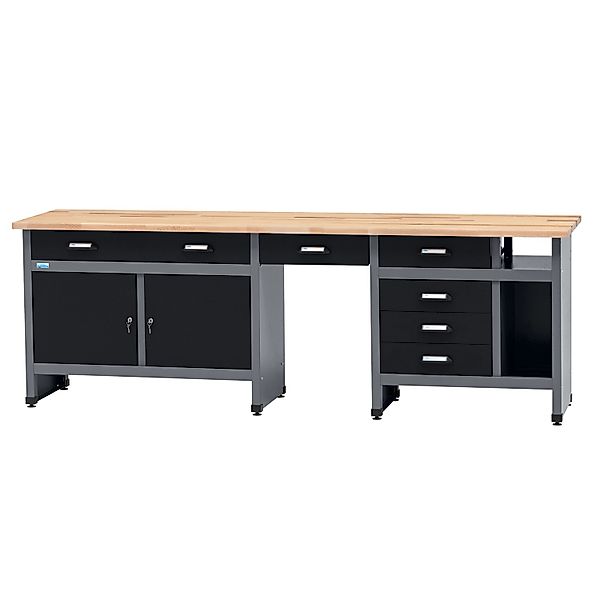 Küpper Werkbank-Set 6-Türig mit 6 Schubladen 204 x 240 x 60 cm Schwarz-Grau günstig online kaufen