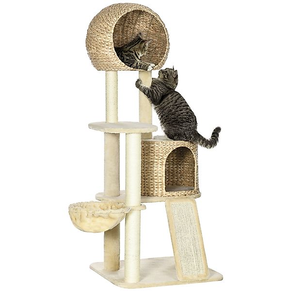 PawHut Kratzbaum Katzenbaum mit Katzenhaus, Katzenkratzbaum, günstig online kaufen