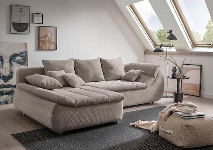 INOSIGN Ecksofa »Imola, bequem, aktuelle Steppung im Sitz, L-Form, Breite 2 günstig online kaufen