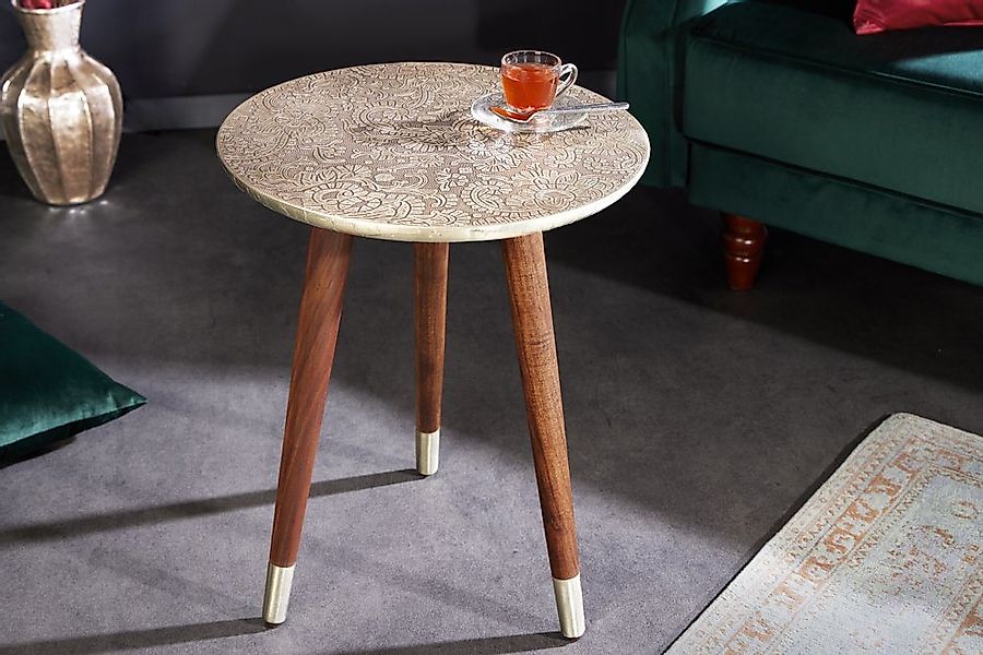 riess-ambiente Beistelltisch ALCAZAR Ø50cm antik silber / braun (Einzelarti günstig online kaufen