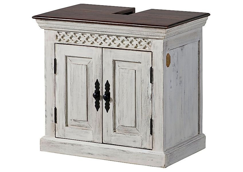 Massivmoebel24 Waschbeckenunterschrank CASTLE-ANTIK (Mango / Akazie 66x41x6 günstig online kaufen