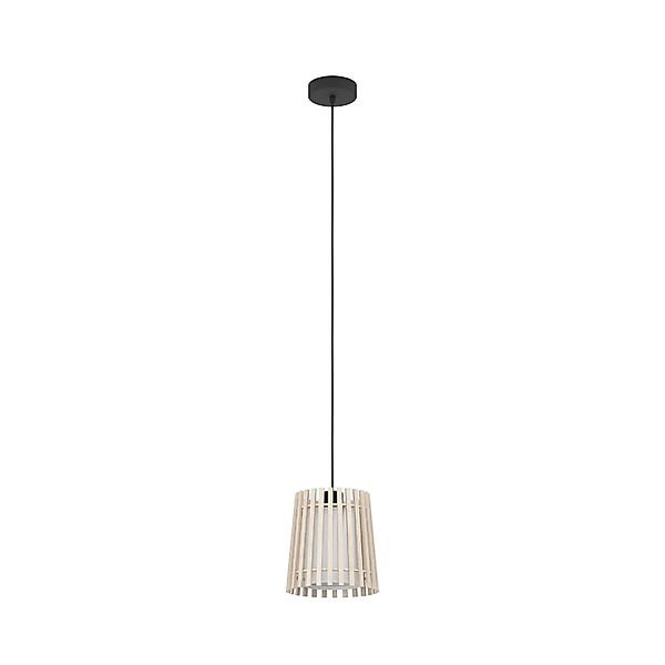 Eglo Pendelleuchte Fattoria 1-flammig 40 W Weiß-Schwarz-Braun günstig online kaufen
