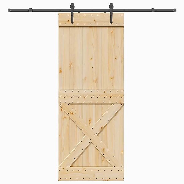 vidaXL Schiebetür mit Beschlag 90x210 cm Massivholz Kiefer 3332793 günstig online kaufen
