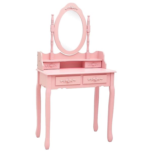 vidaXL Schminktisch-Set mit Hocker Rosa 75x69x140 cm Paulownia-Holz günstig online kaufen