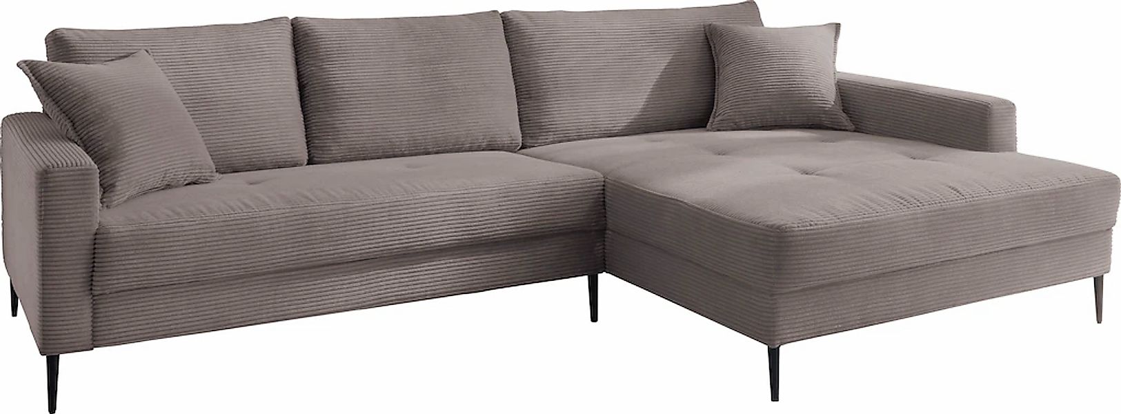 Trends by HG Ecksofa »Summer L-Form« in Cord-Stoff mit Metallfuß günstig online kaufen