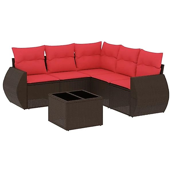 vidaXL 6-Tlg Gartensofa-Set mit Kissen Braun Polyrattan 3221363 günstig online kaufen