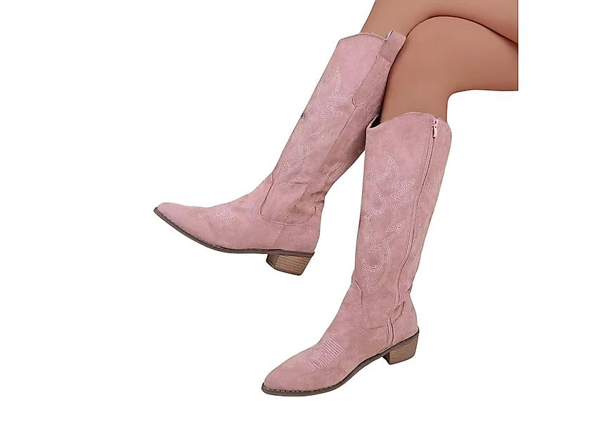 NEXORA Western Cowboystiefel Damen bestickt, Stiefel mit Absatz aus PU Lede günstig online kaufen