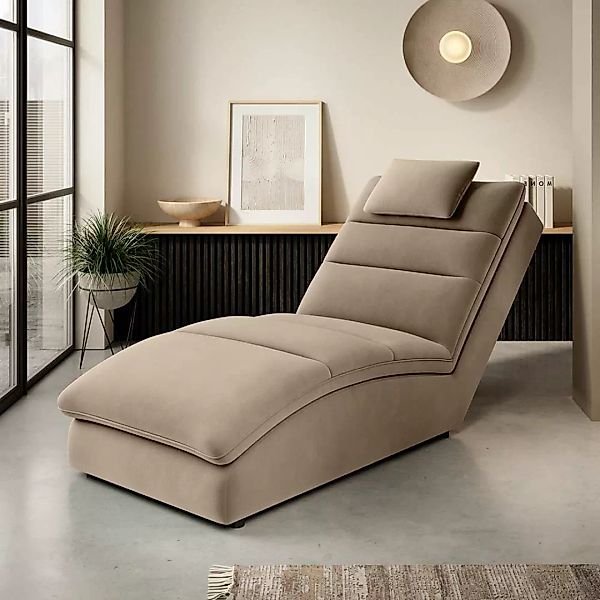 Relaxliege Liegesessel in Beige aus Samt günstig online kaufen