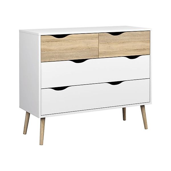 ebuy24 Kommode Napoli mit 2 Kleinen und 2 Grossen Schubladen Weiss Eiche günstig online kaufen