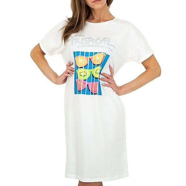 Ital-Design Sommerkleid Damen Freizeit Print Stretch Sommerkleid in Weiß günstig online kaufen