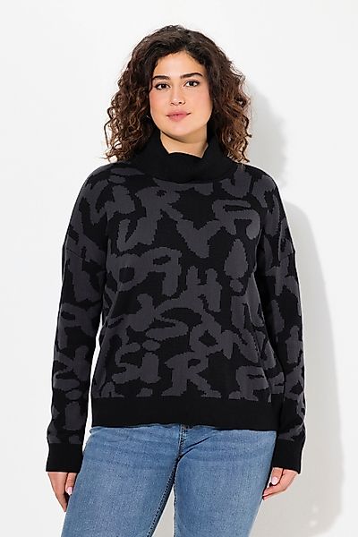 Ulla Popken Longpullover Pullover Buchstaben gerippter günstig online kaufen