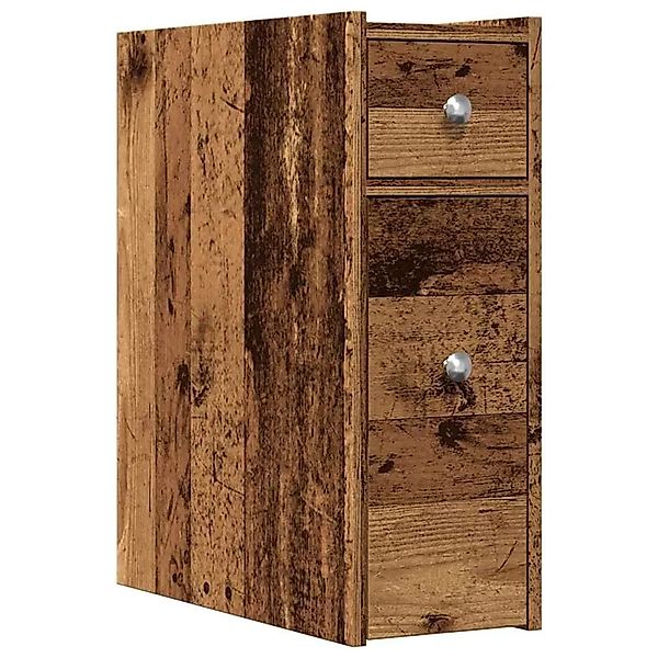 vidaXL Badschrank Schmal mit Rollen Altholz-Optik Holzwerkstoff 855293 günstig online kaufen