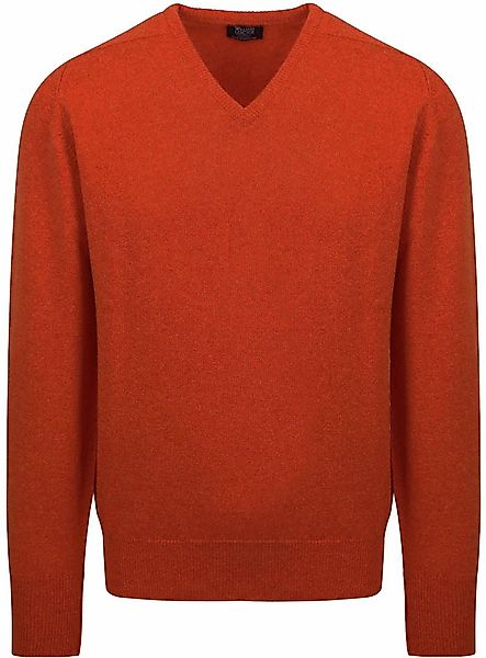 William Lockie V-Auschnitt Pullover Lammwolle Ember Orange - Größe L günstig online kaufen
