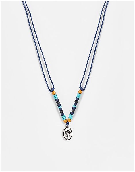 Classics 77 – Halskette in Blau mit Perlen und Palmenanhänger günstig online kaufen