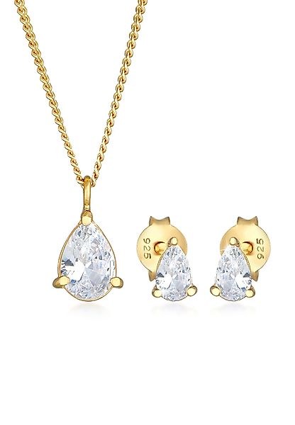 Elli Schmuckset Kette Ohrstecker Tropfen Zirkonia günstig online kaufen