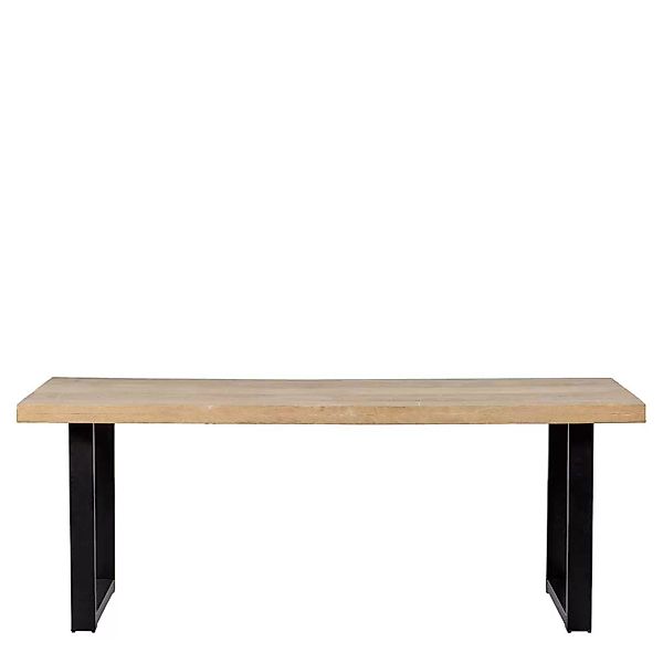 Moderner Esstisch mit Mangobaum Massivholz Platte Bügelgestell günstig online kaufen