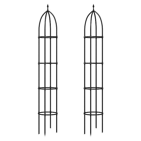 Costway 2er Set Rankhilfe 197 cm Beschichtetes Metall Obelisk Schwarz günstig online kaufen