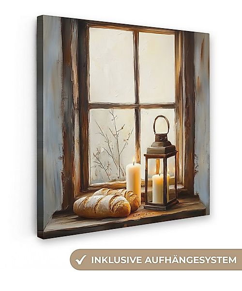 OneMillionCanvasses® Leinwandbild Stilleben - Rustikal - Kerzen - Brote - F günstig online kaufen